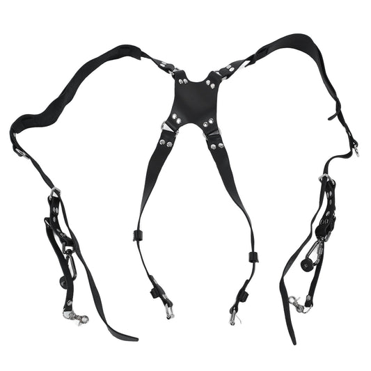 Camera Strap Dual Shoulder PU Leather Harness with D Rings Outdoor Photography Accessories V1294-YM0523-3117210198511
