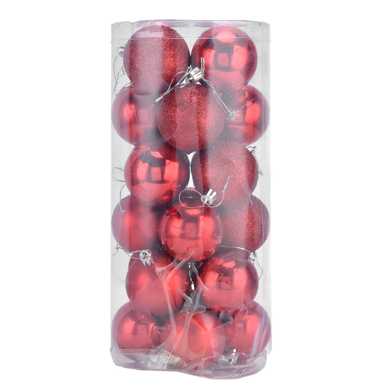 24Pcs Christmas Tree Ball 6cm Glittering Decoration Ornament for Home Party OfficeRed V1294-YM0523-3117210198812