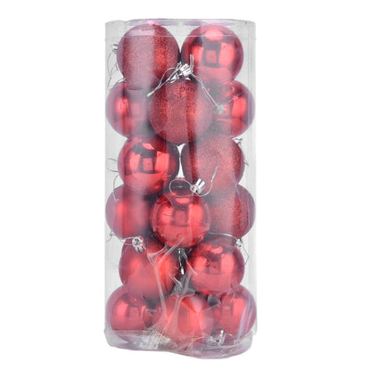 24Pcs Christmas Tree Ball 6cm Glittering Decoration Ornament for Home Party OfficeRed V1294-YM0523-3117210198812