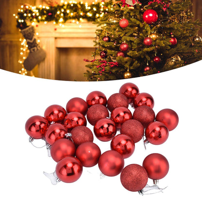 24Pcs Christmas Tree Ball 6cm Glittering Decoration Ornament for Home Party OfficeRed V1294-YM0523-3117210198812
