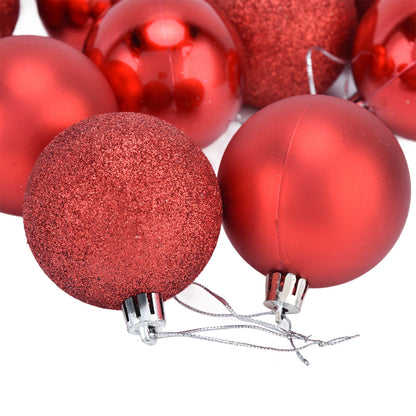 24Pcs Christmas Tree Ball 6cm Glittering Decoration Ornament for Home Party OfficeRed V1294-YM0523-3117210198812