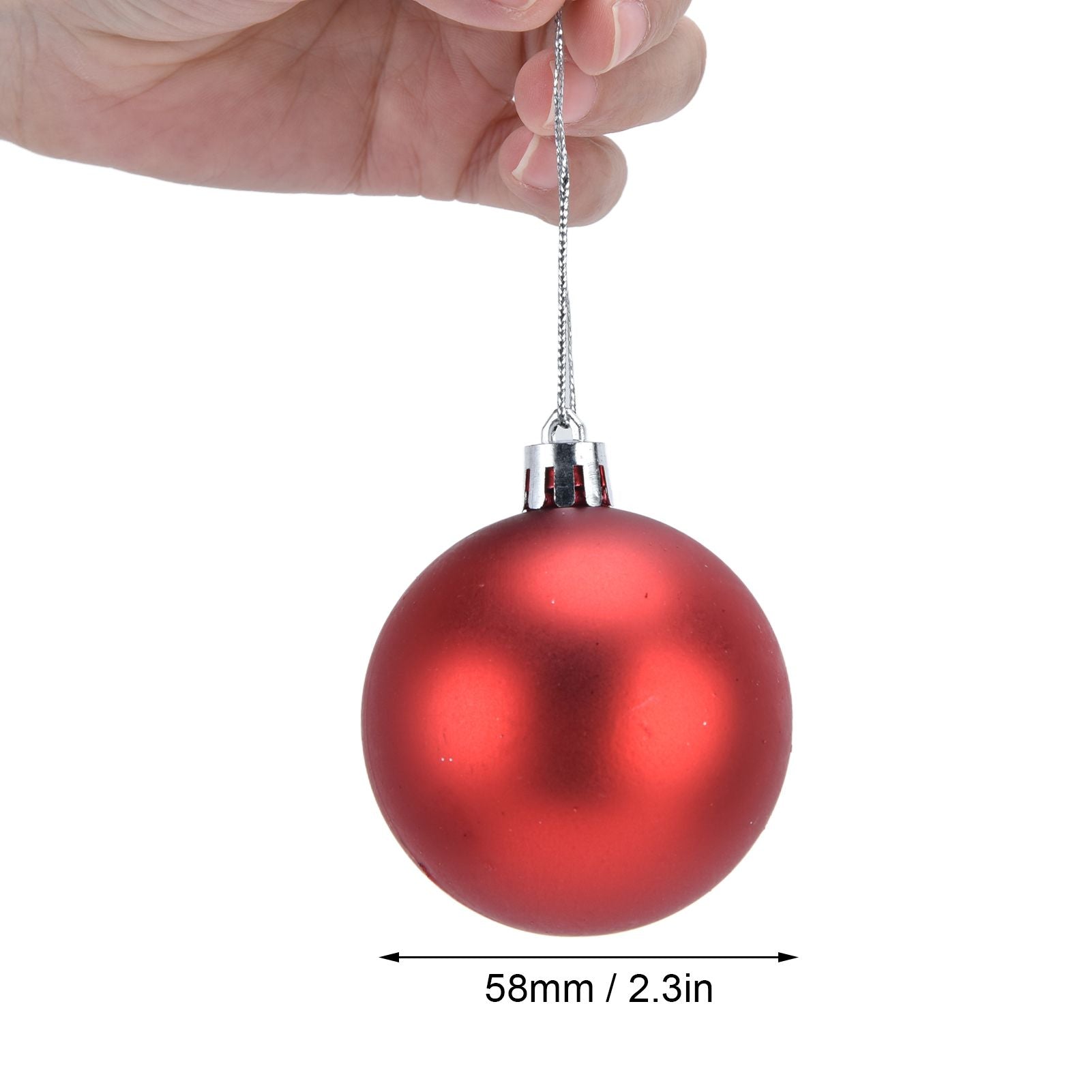 24Pcs Christmas Tree Ball 6cm Glittering Decoration Ornament for Home Party OfficeRed V1294-YM0523-3117210198812