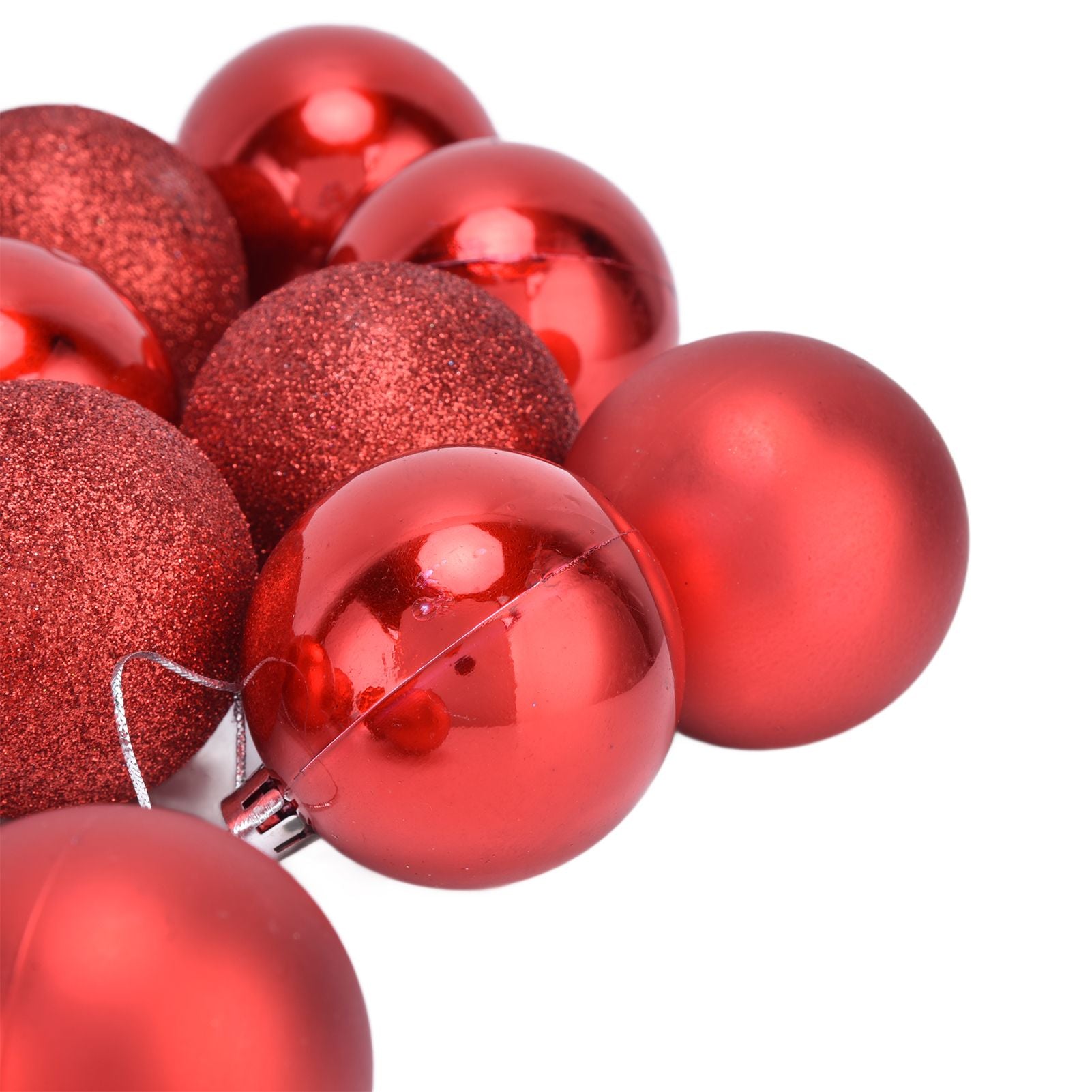 24Pcs Christmas Tree Ball 6cm Glittering Decoration Ornament for Home Party OfficeRed V1294-YM0523-3117210198812