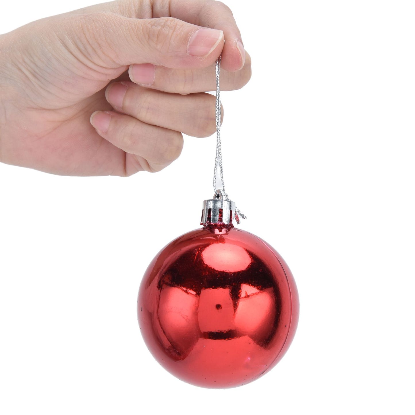 24Pcs Christmas Tree Ball 6cm Glittering Decoration Ornament for Home Party OfficeRed V1294-YM0523-3117210198812