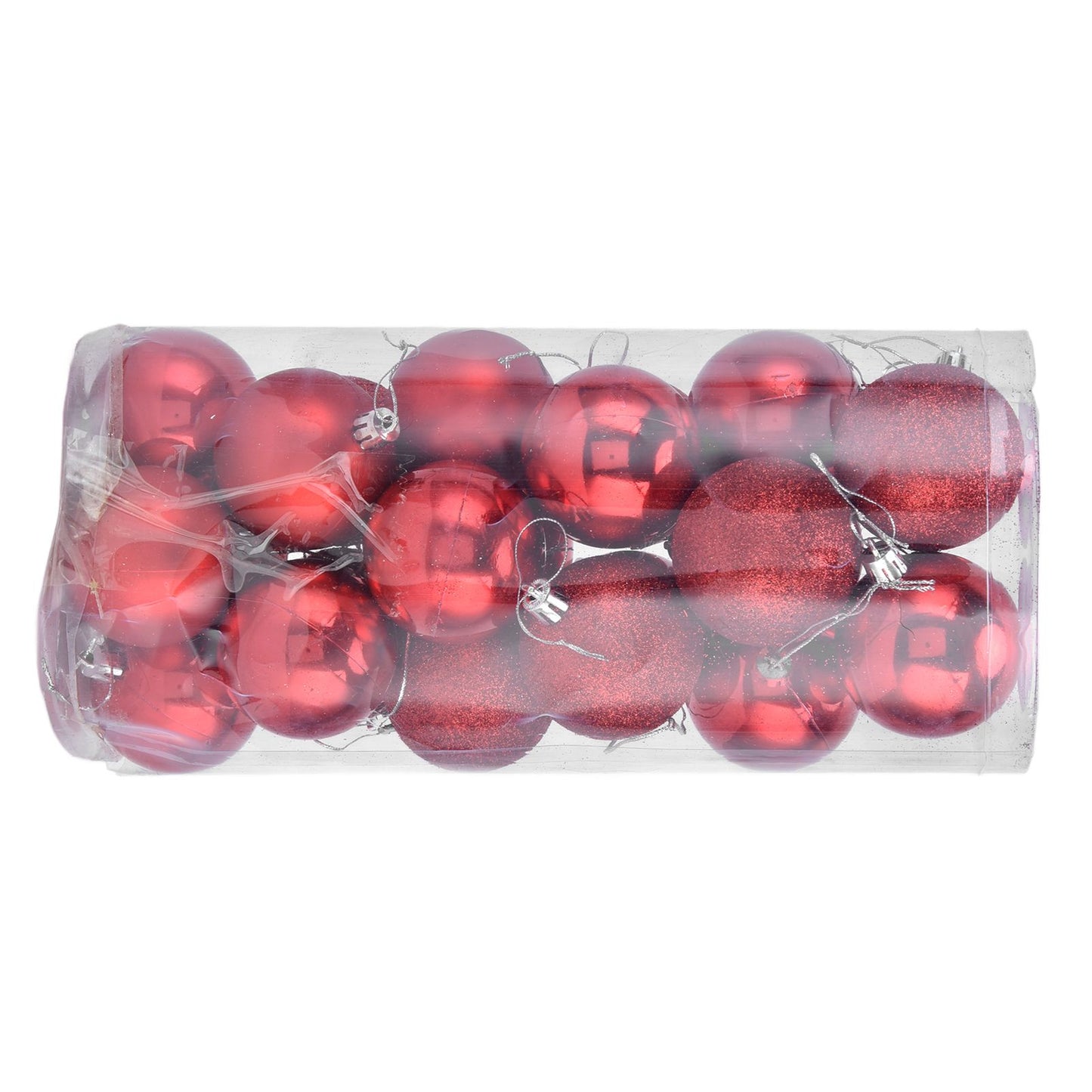 24Pcs Christmas Tree Ball 6cm Glittering Decoration Ornament for Home Party OfficeRed V1294-YM0523-3117210198812