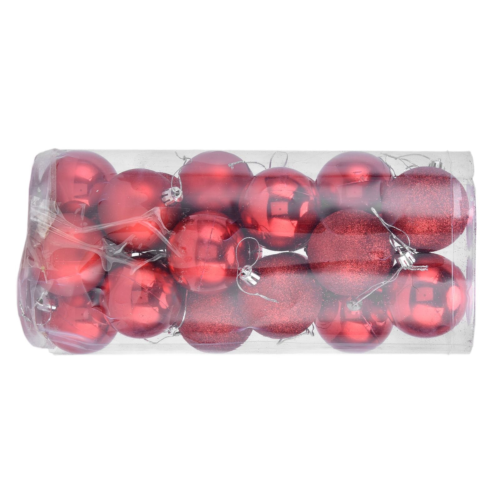 24Pcs Christmas Tree Ball 6cm Glittering Decoration Ornament for Home Party OfficeRed V1294-YM0523-3117210198812