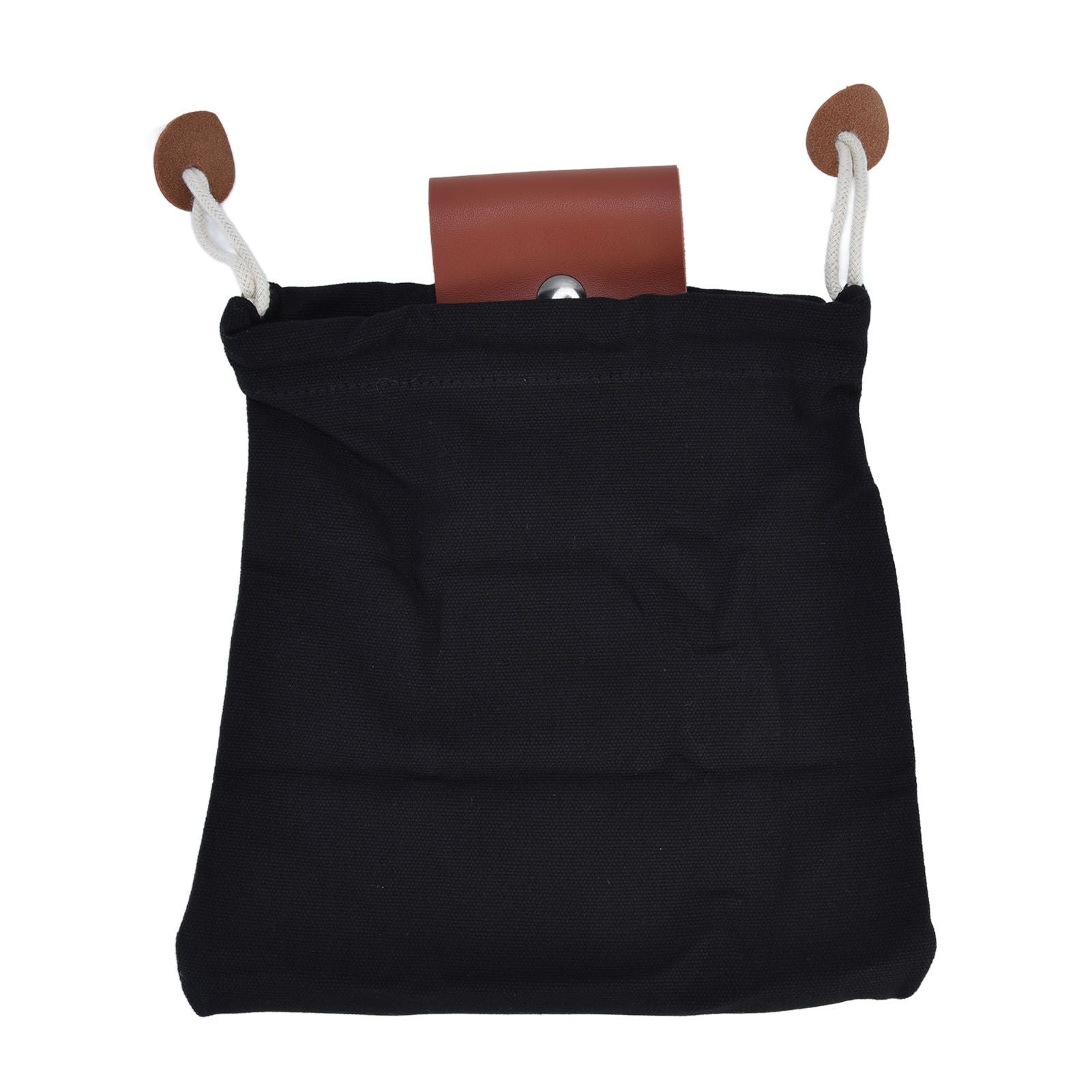 Foraging Pouch PU Leather Canvas Fruit Picking Storage Bag Waist Hanging Tool Bag for Outdoor CampingBlack V1294-YM0523-3117210199111