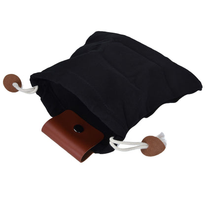 Foraging Pouch PU Leather Canvas Fruit Picking Storage Bag Waist Hanging Tool Bag for Outdoor CampingBlack V1294-YM0523-3117210199111