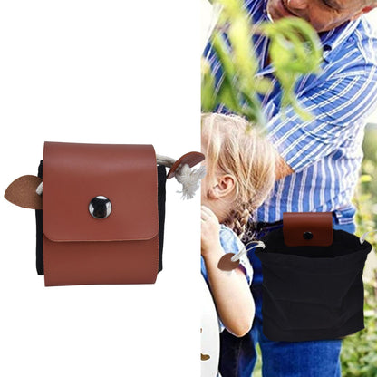 Foraging Pouch PU Leather Canvas Fruit Picking Storage Bag Waist Hanging Tool Bag for Outdoor CampingBlack V1294-YM0523-3117210199111