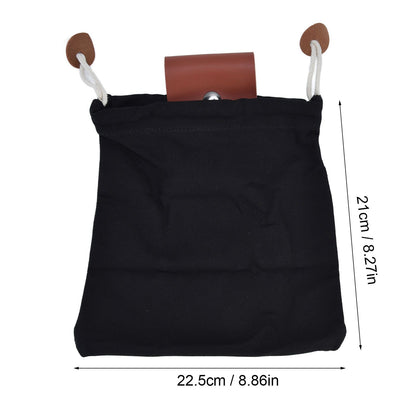 Foraging Pouch PU Leather Canvas Fruit Picking Storage Bag Waist Hanging Tool Bag for Outdoor CampingBlack V1294-YM0523-3117210199111
