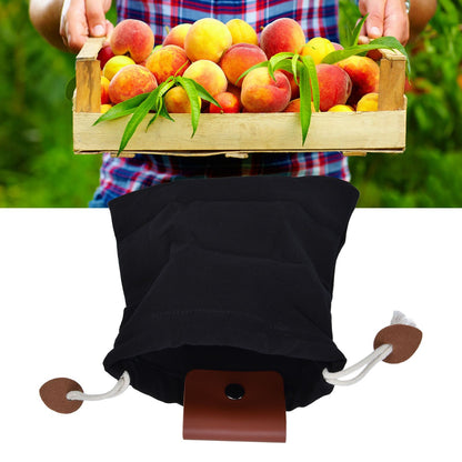 Foraging Pouch PU Leather Canvas Fruit Picking Storage Bag Waist Hanging Tool Bag for Outdoor CampingBlack V1294-YM0523-3117210199111