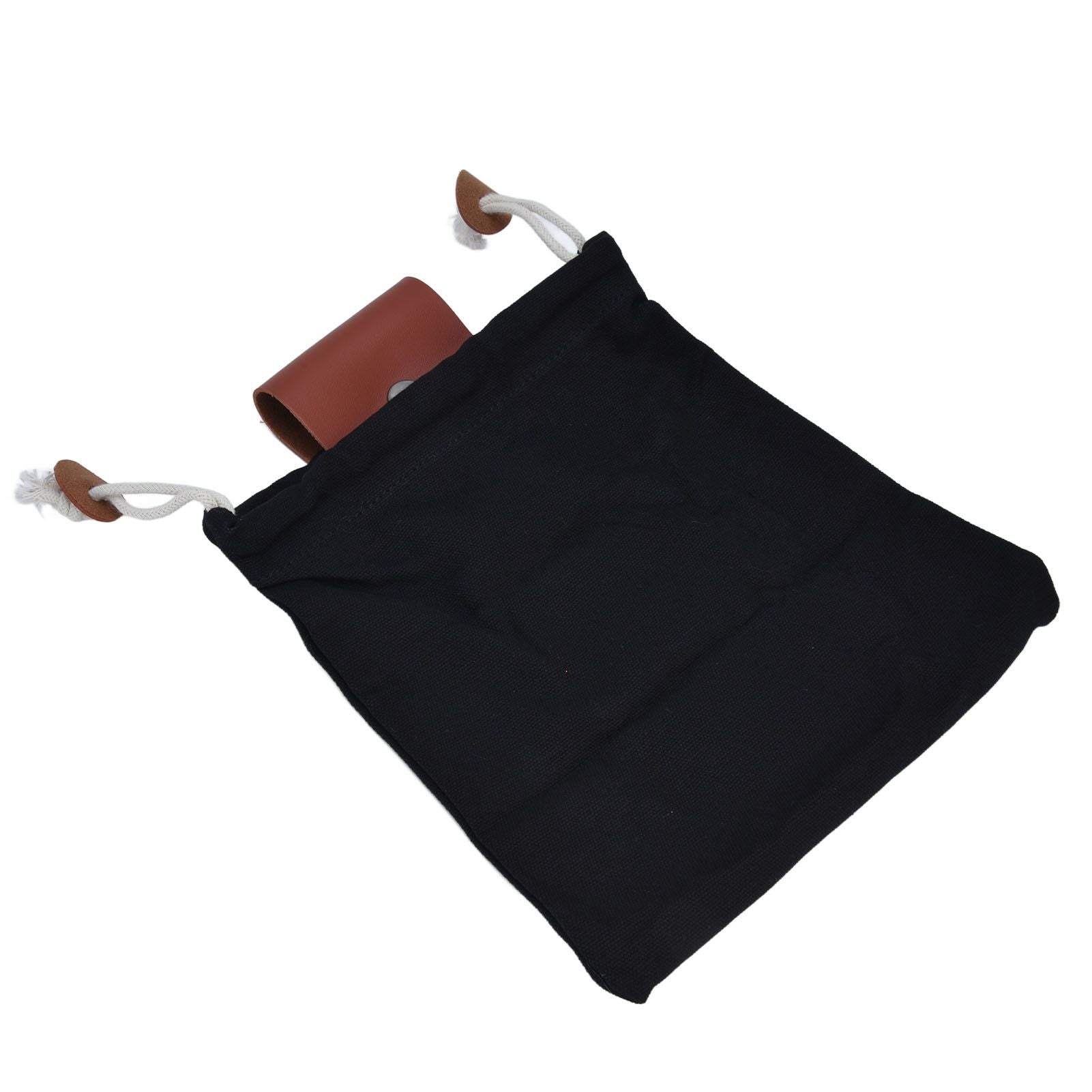 Foraging Pouch PU Leather Canvas Fruit Picking Storage Bag Waist Hanging Tool Bag for Outdoor CampingBlack V1294-YM0523-3117210199111
