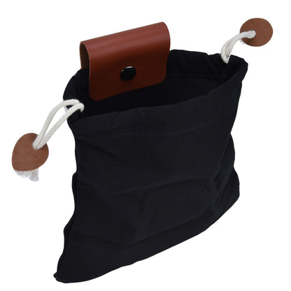 Foraging Pouch PU Leather Canvas Fruit Picking Storage Bag Waist Hanging Tool Bag for Outdoor CampingBlack V1294-YM0523-3117210199111