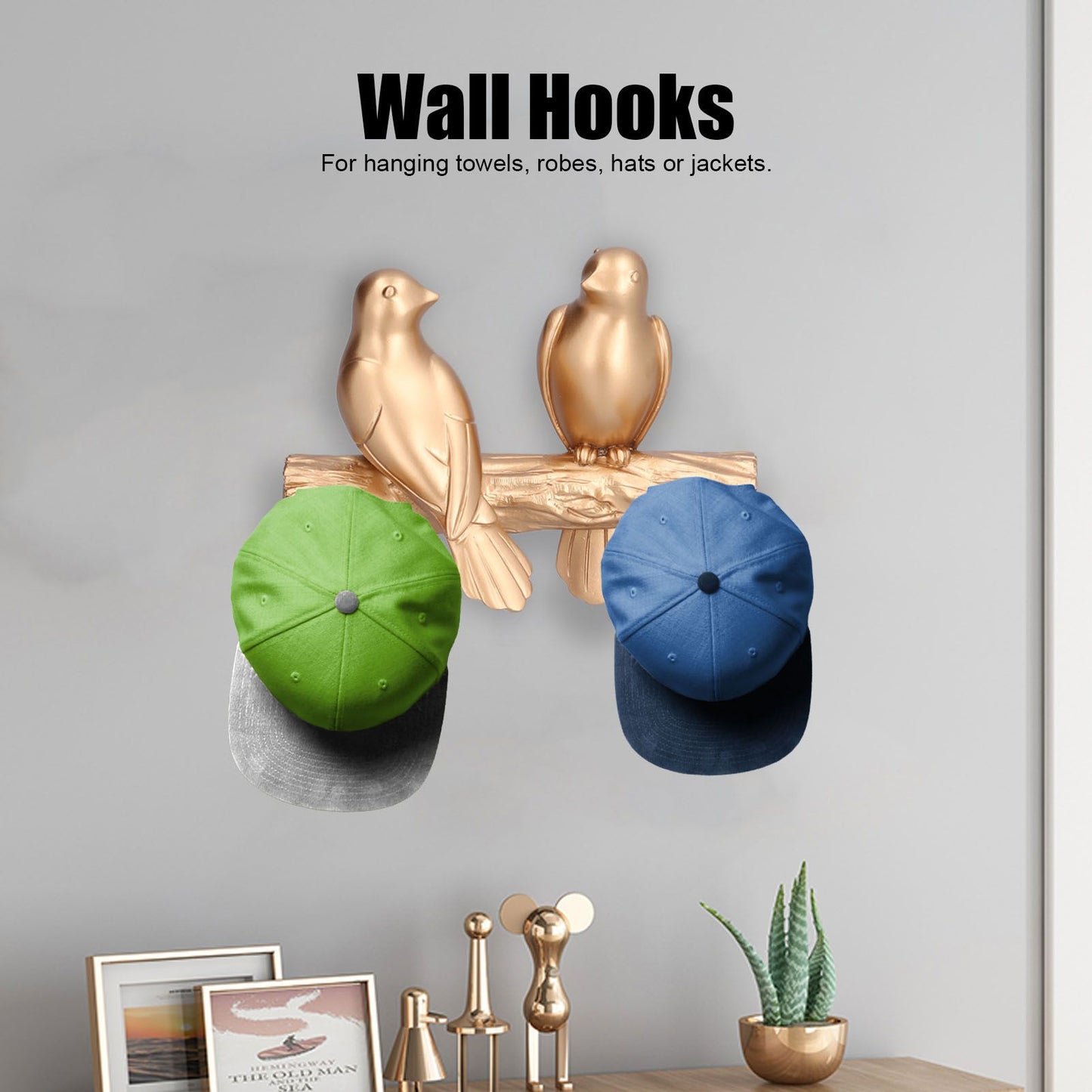 Decorative Hook Golden Bird Branch Wall Mounted Hook for Home Dining Room Kitchen Coffee ShopGold V1294-YM0523-3117210199413