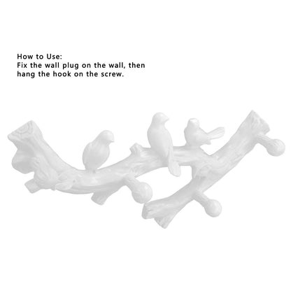 Resin Bird Hooks Wall Mounted Coat Key Hanger Creative 3D Home Decoration AccessoriesS(29.5cm) V1294-YM0523-3117210199611