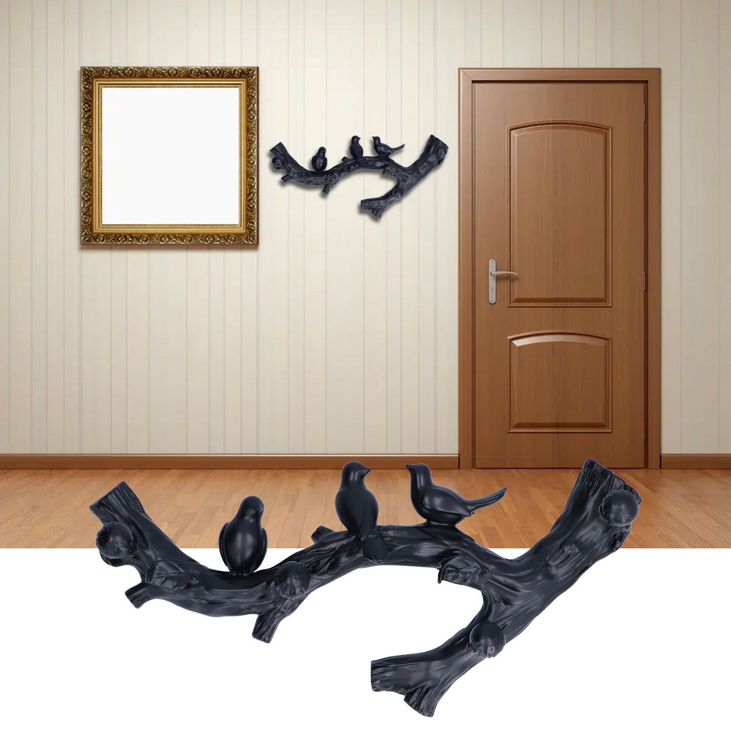 Decorative Hook Black Bird Branch Shape Three Dimensional Wall Mounted Home Decoration AccessoriesSmall V1294-YM0523-3117210199711