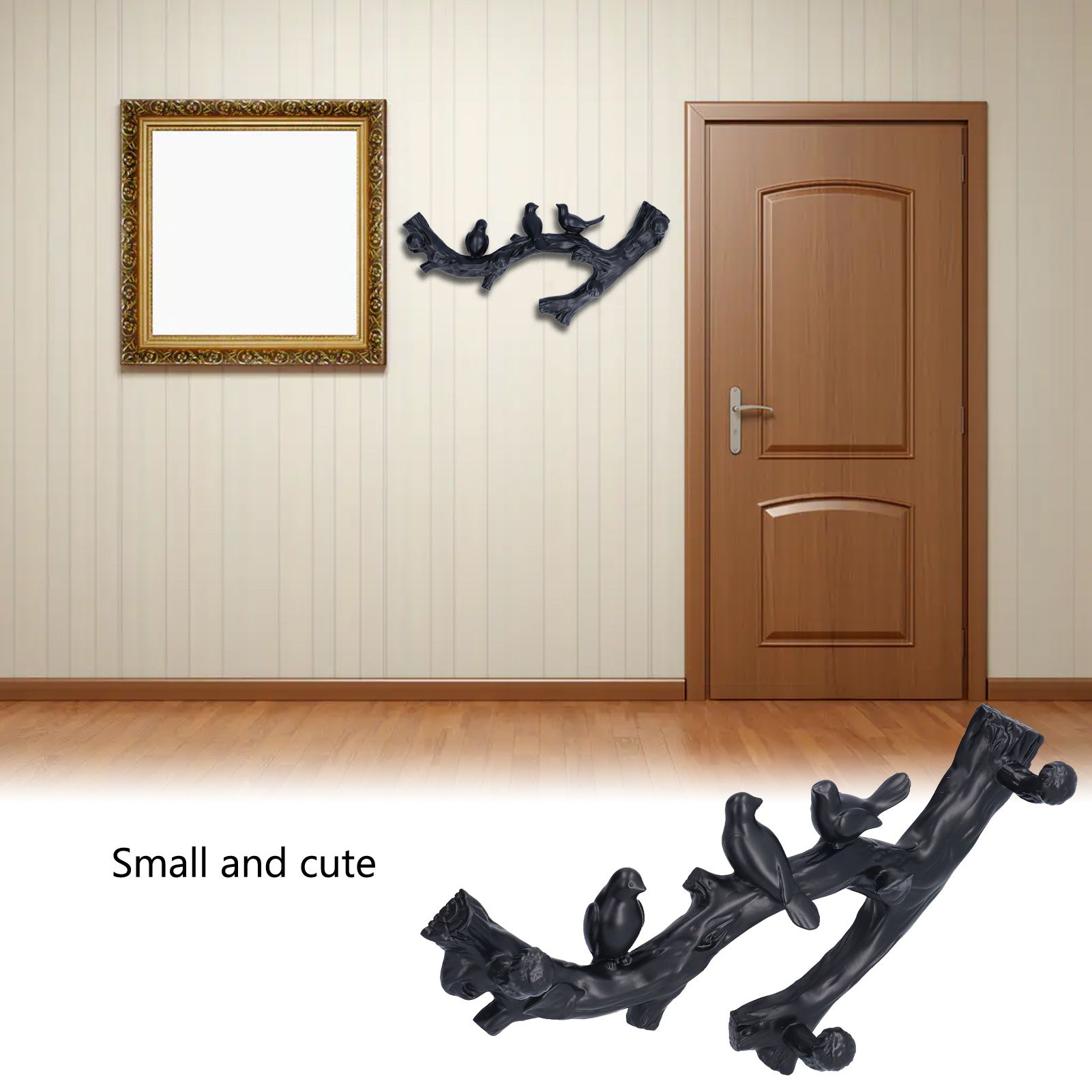 Decorative Hook Black Bird Branch Shape Three Dimensional Wall Mounted Home Decoration AccessoriesSmall V1294-YM0523-3117210199711