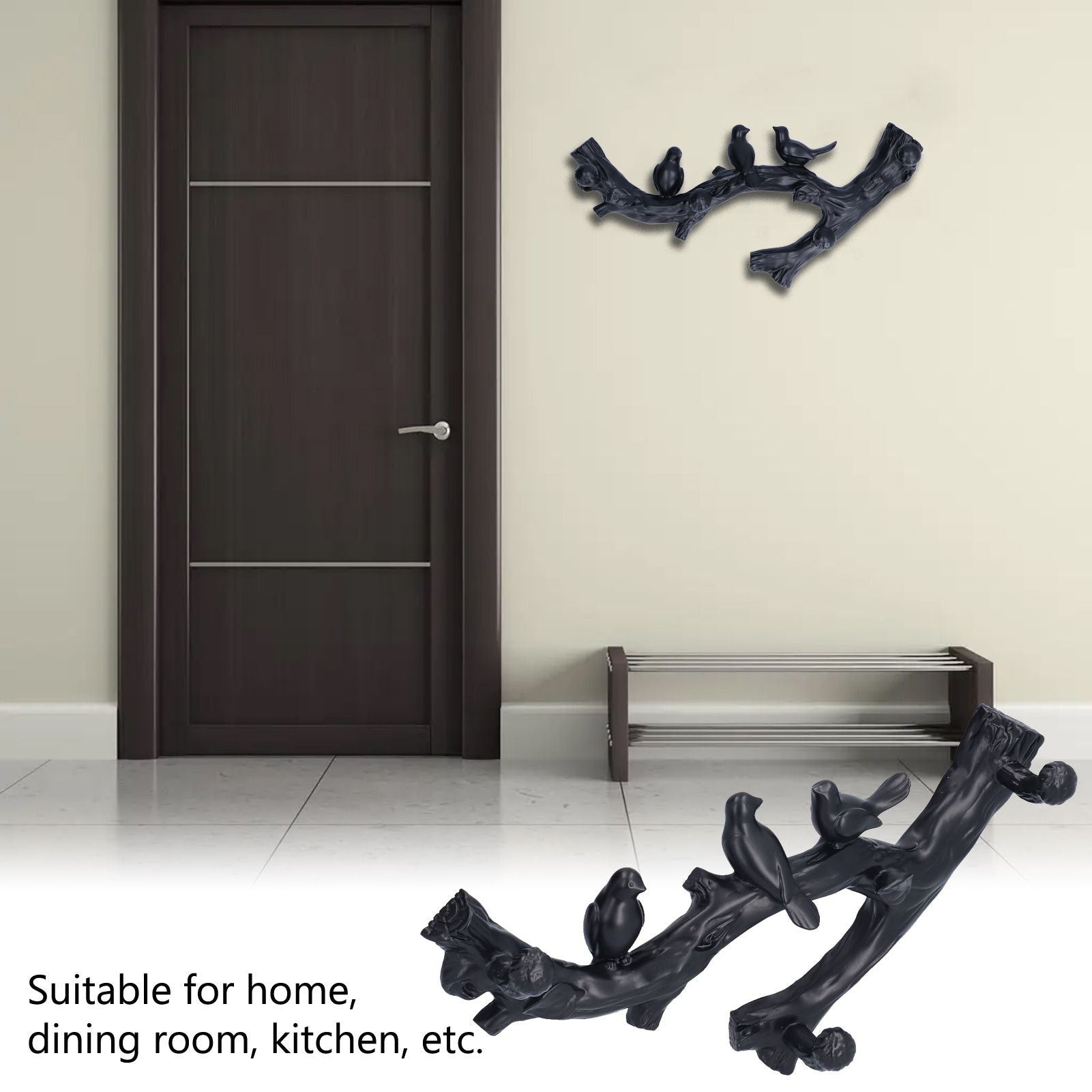 Decorative Hook Black Bird Branch Shape Three Dimensional Wall Mounted Home Decoration AccessoriesSmall V1294-YM0523-3117210199711