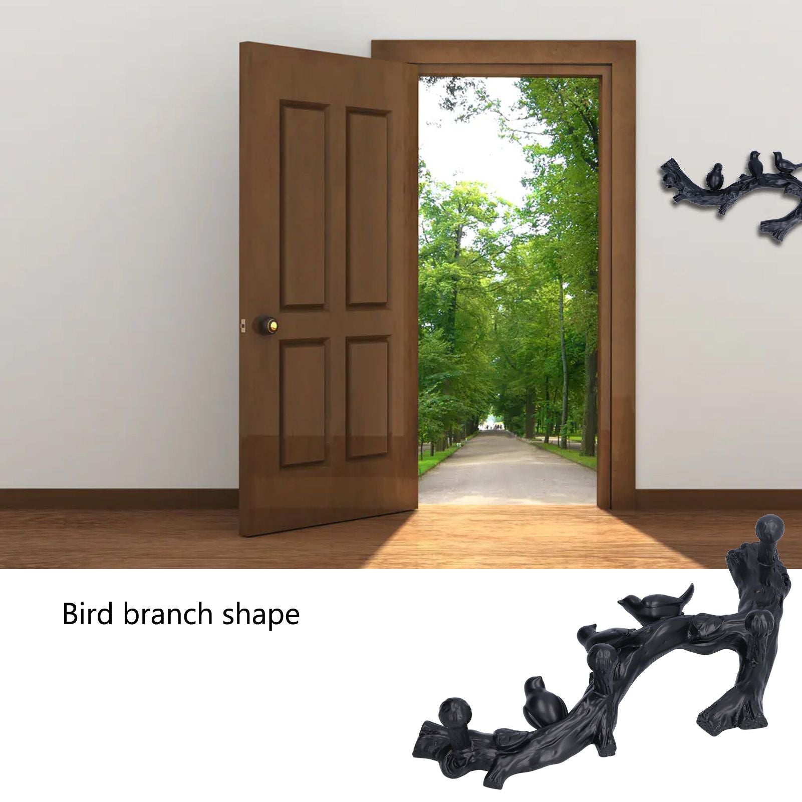 Decorative Hook Black Bird Branch Shape Three Dimensional Wall Mounted Home Decoration AccessoriesMedium V1294-YM0523-3117210199712