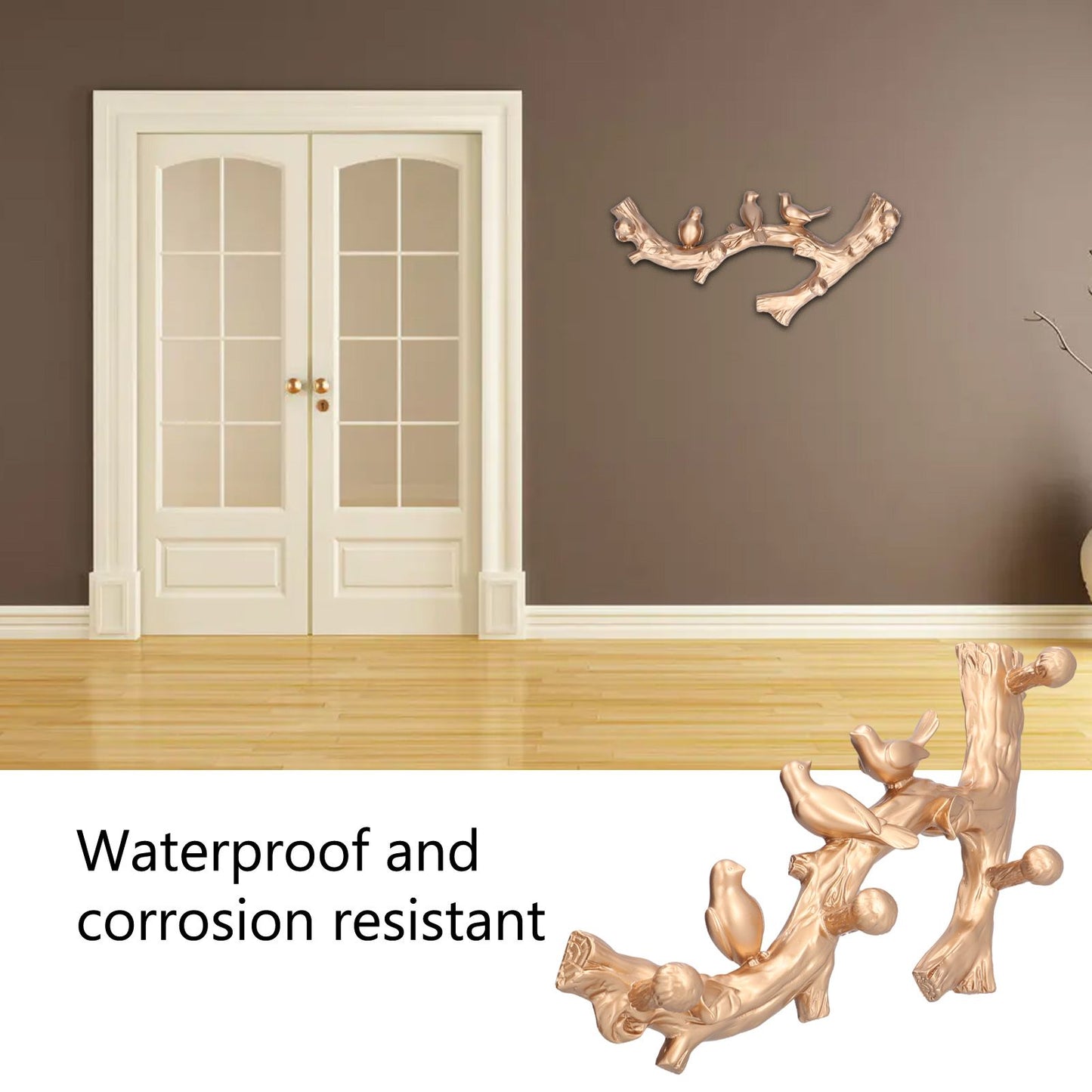 Decorative Hook Golden Bird Branch Shape Three Dimensional Wall Mounted Home Decoration AccessoriesMedium V1294-YM0523-3117210199812