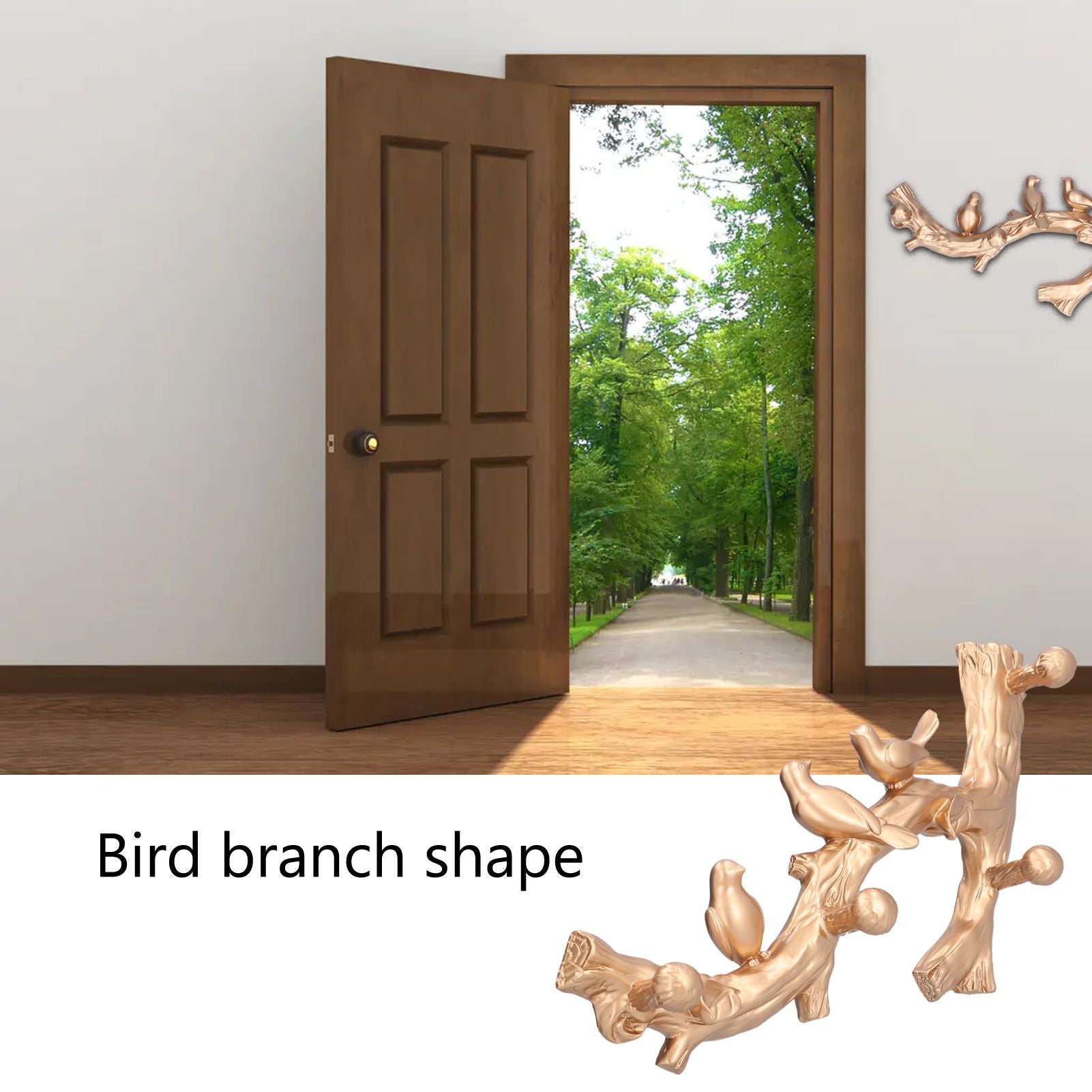 Decorative Hook Golden Bird Branch Shape Three Dimensional Wall Mounted Home Decoration AccessoriesMedium V1294-YM0523-3117210199812