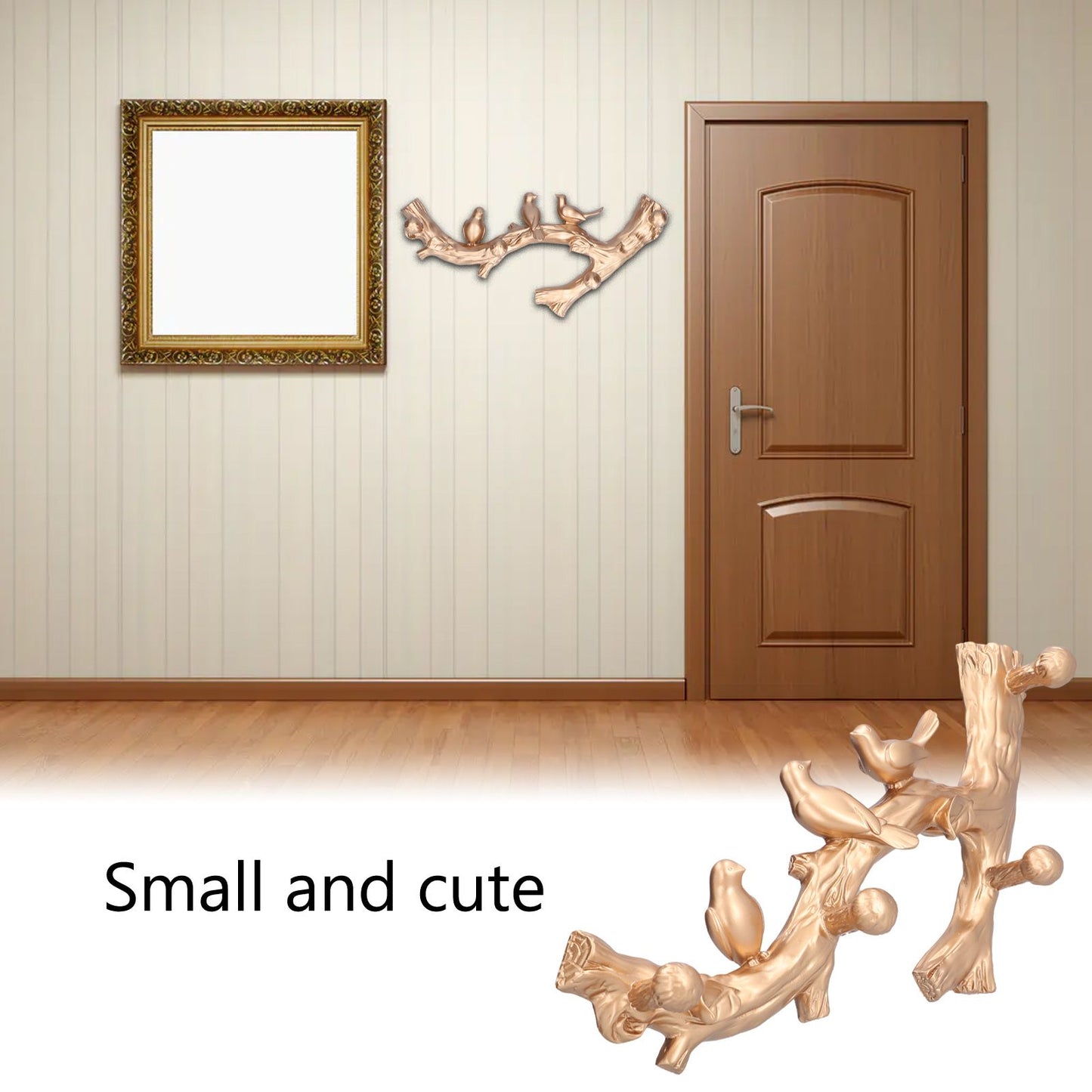 Decorative Hook Golden Bird Branch Shape Three Dimensional Wall Mounted Home Decoration AccessoriesMedium V1294-YM0523-3117210199812