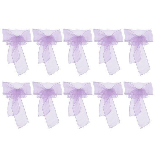 10Pcs Organza Banquet Chair Sash Exquisite Chair Bows Sashes for Wedding Party DecorationLight Purple V1294-YM0523-3117210200912