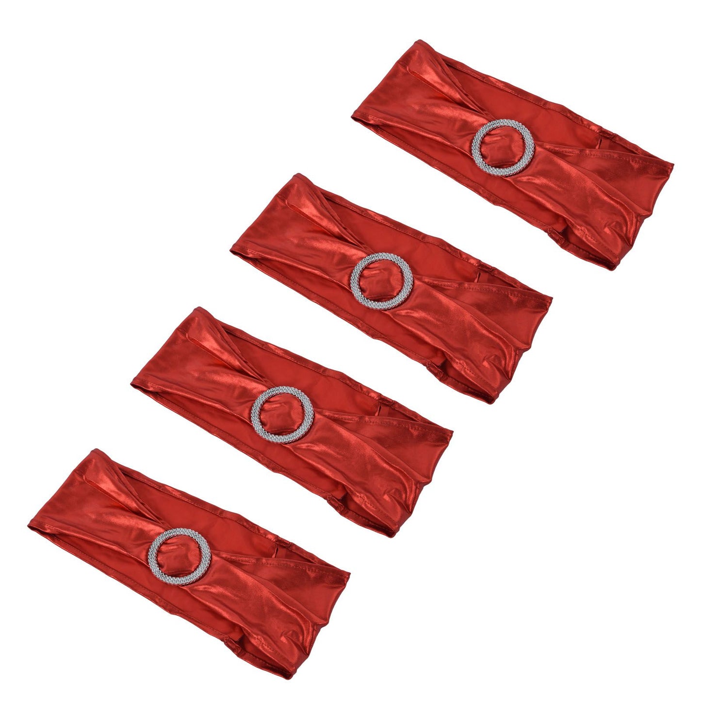 10Pcs Chair Cover Bands Elastic Stretch Sashes Bows for Wedding Banquet Hotel DecorationBright Red V1294-YM0523-3117210201011