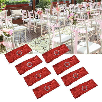 10Pcs Chair Cover Bands Elastic Stretch Sashes Bows for Wedding Banquet Hotel DecorationBright Red V1294-YM0523-3117210201011