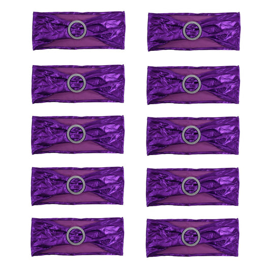 10Pcs Chair Cover Bands Elastic Stretch Sashes Bows for Wedding Banquet Hotel DecorationPurple V1294-YM0523-3117210201012