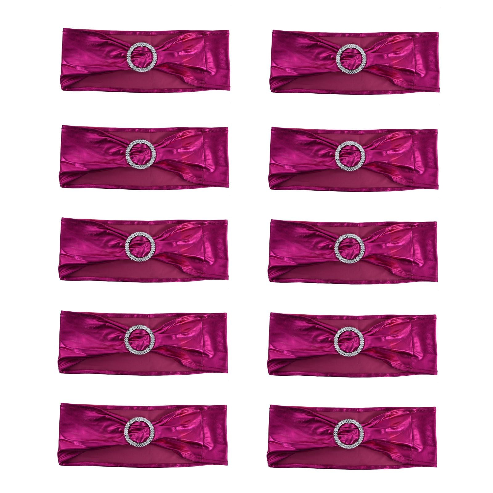 10Pcs Chair Cover Bands Elastic Stretch Sashes Bows for Wedding Banquet Hotel DecorationRose Red V1294-YM0523-3117210201013