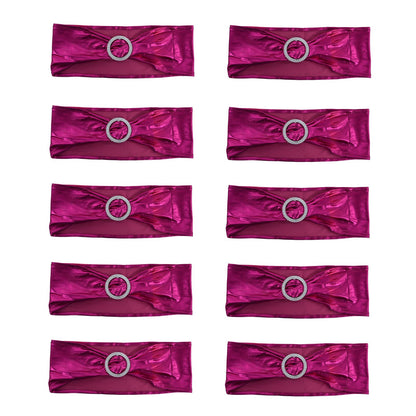 10Pcs Chair Cover Bands Elastic Stretch Sashes Bows for Wedding Banquet Hotel DecorationRose Red V1294-YM0523-3117210201013