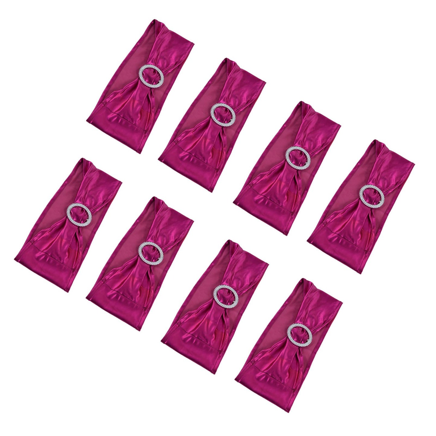 10Pcs Chair Cover Bands Elastic Stretch Sashes Bows for Wedding Banquet Hotel DecorationRose Red V1294-YM0523-3117210201013