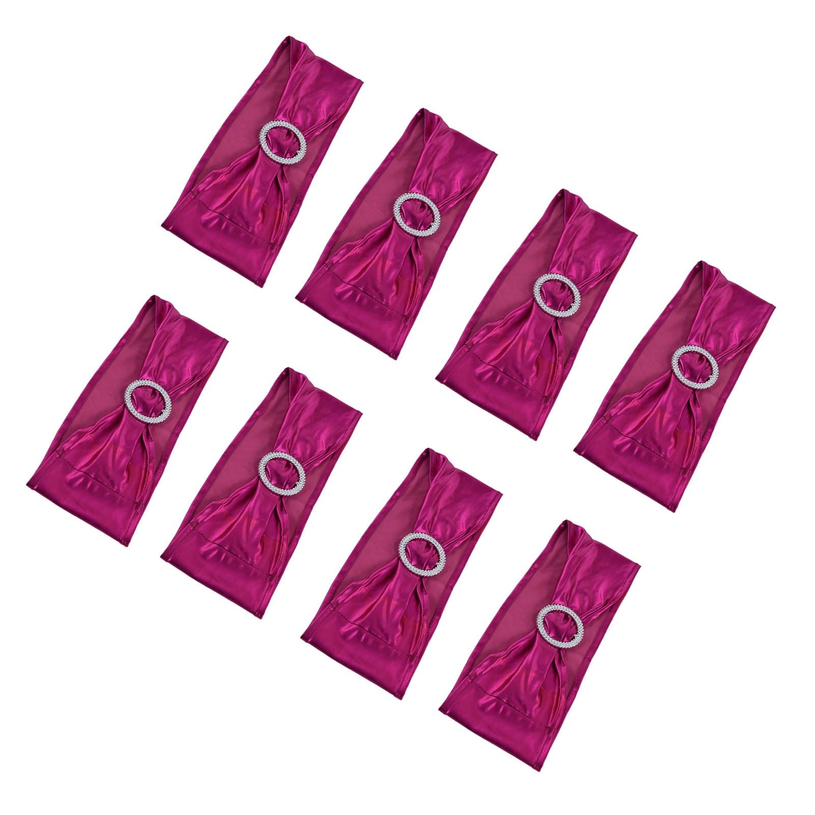 10Pcs Chair Cover Bands Elastic Stretch Sashes Bows for Wedding Banquet Hotel DecorationRose Red V1294-YM0523-3117210201013