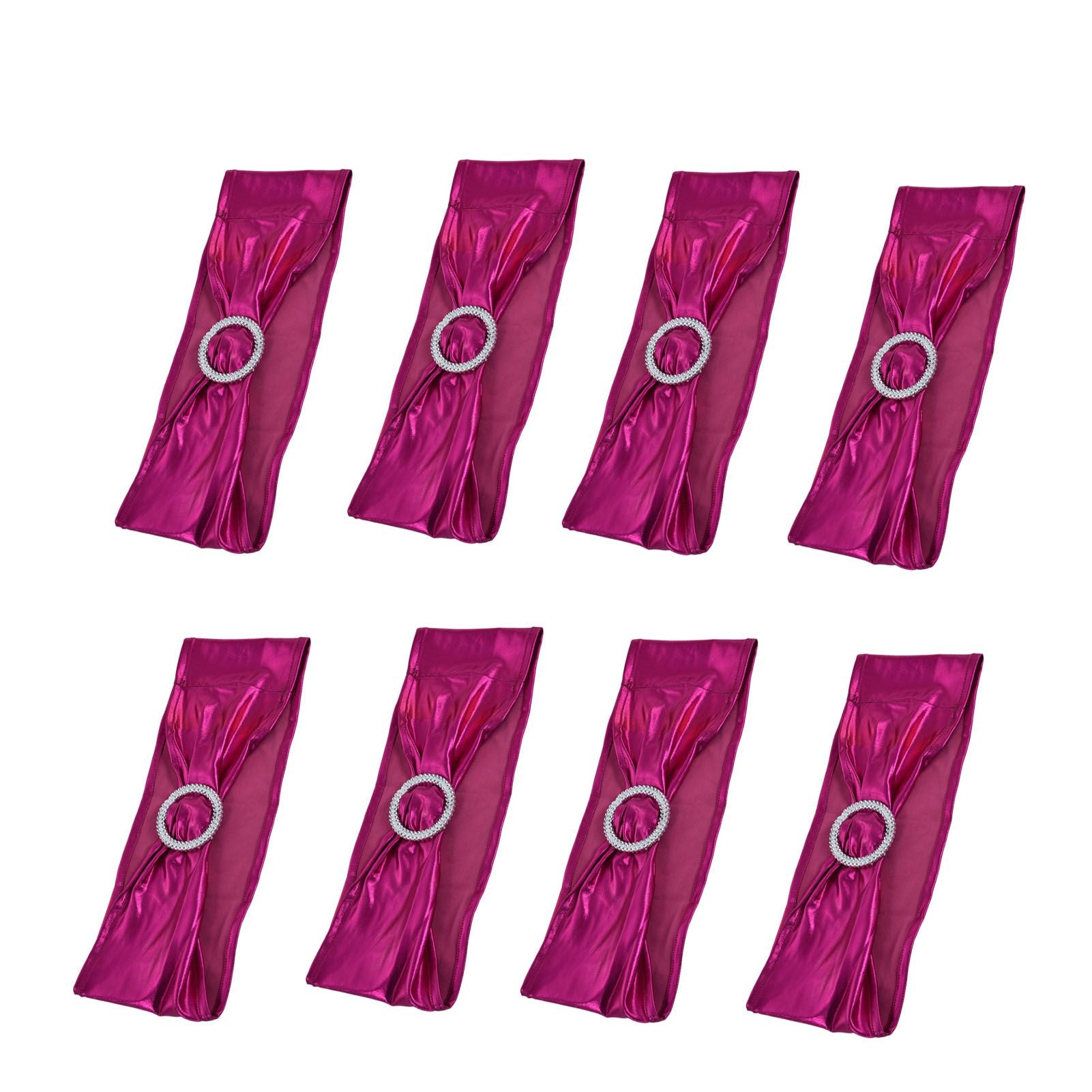 10Pcs Chair Cover Bands Elastic Stretch Sashes Bows for Wedding Banquet Hotel DecorationRose Red V1294-YM0523-3117210201013