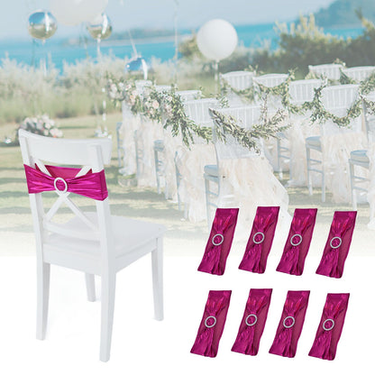 10Pcs Chair Cover Bands Elastic Stretch Sashes Bows for Wedding Banquet Hotel DecorationRose Red V1294-YM0523-3117210201013