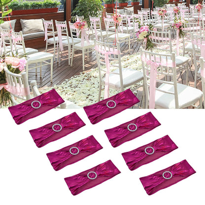 10Pcs Chair Cover Bands Elastic Stretch Sashes Bows for Wedding Banquet Hotel DecorationRose Red V1294-YM0523-3117210201013