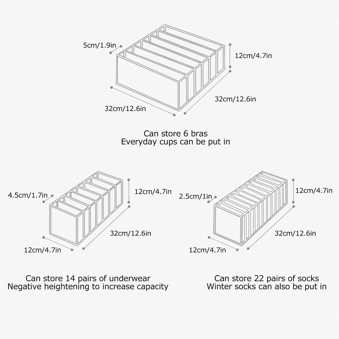 Underwear Storage Box Breathable Foldable Multiple Cells Drawer Organizer for Bras Socks6 Cells V1294-YM0523-3117210201611