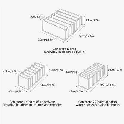 Underwear Storage Box Breathable Foldable Multiple Cells Drawer Organizer for Bras Socks6 Cells V1294-YM0523-3117210201611