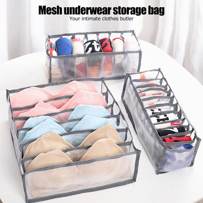 Underwear Storage Box Breathable Foldable Multiple Cells Drawer Organizer for Bras Socks6 Cells V1294-YM0523-3117210201611