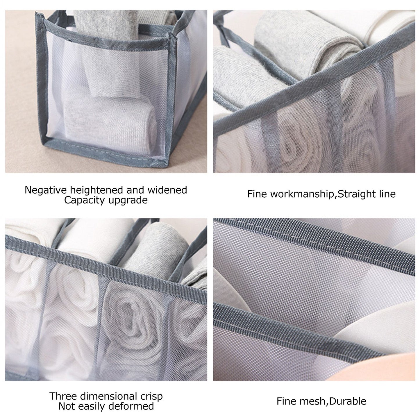 Underwear Storage Box Breathable Foldable Multiple Cells Drawer Organizer for Bras Socks6 Cells V1294-YM0523-3117210201611