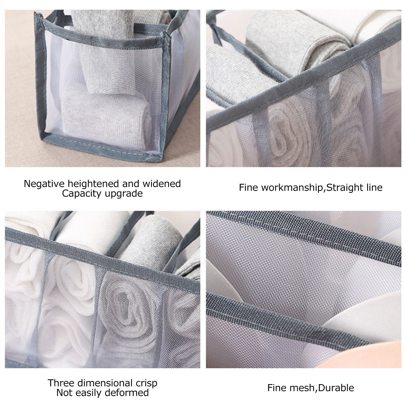 Underwear Storage Box Breathable Foldable Multiple Cells Drawer Organizer for Bras Socks6 Cells V1294-YM0523-3117210201611