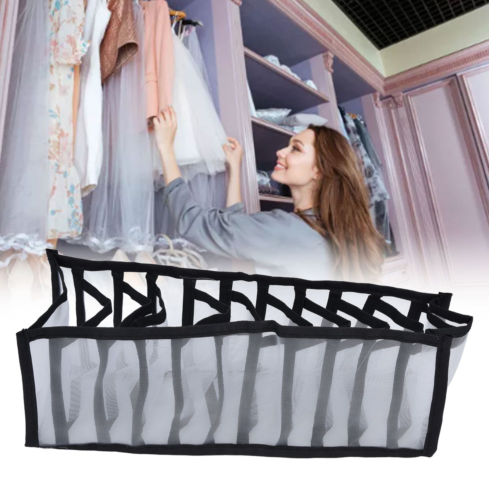 Mesh Bras Storage Box Multi Purpose Foldable Drawer Divider for Underwear Panties Socks11 Cells V1294-YM0523-3117210201712