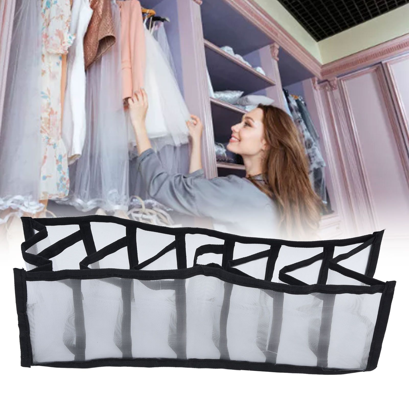 Mesh Bras Storage Box Multi Purpose Foldable Drawer Divider for Underwear Panties Socks7 Cells V1294-YM0523-3117210201713