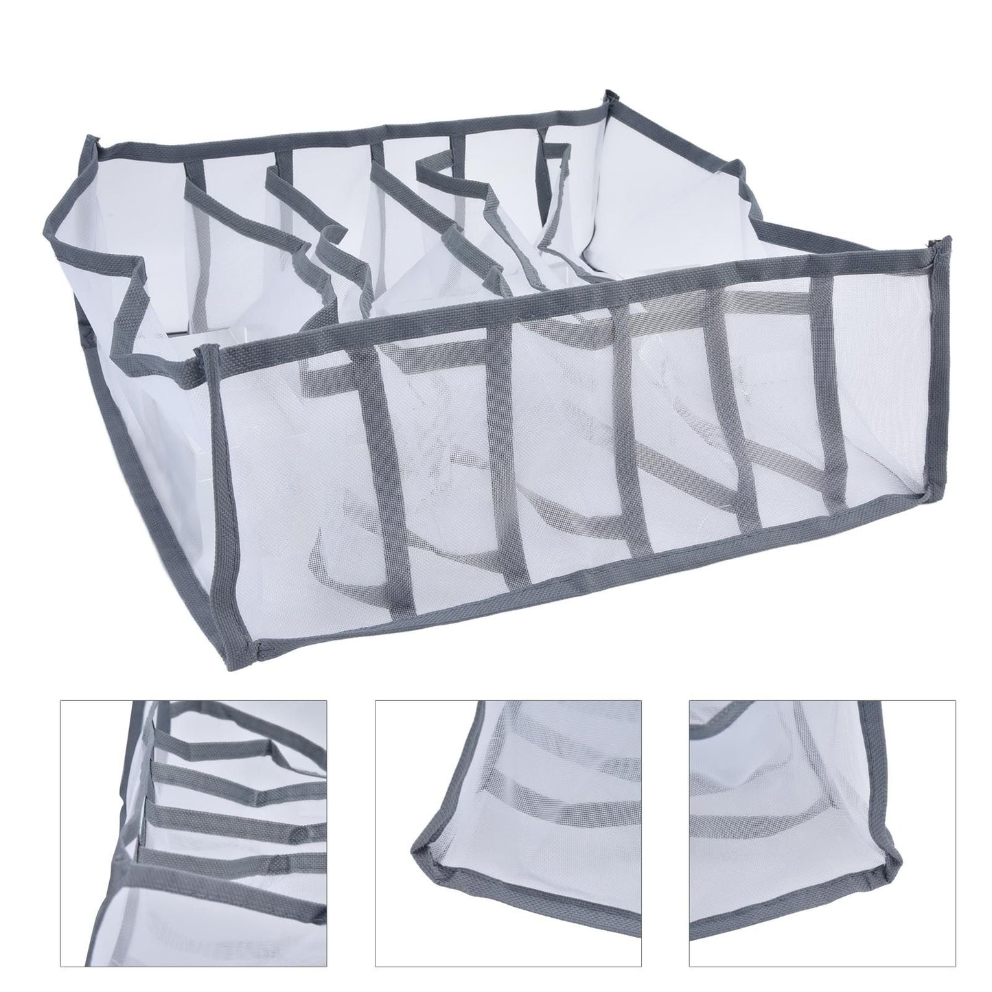 Underwear Organizer Mesh Foldable Breathable Multi Cells Socks Storage Box for Bras Panties6 Cells V1294-YM0523-3117210201811