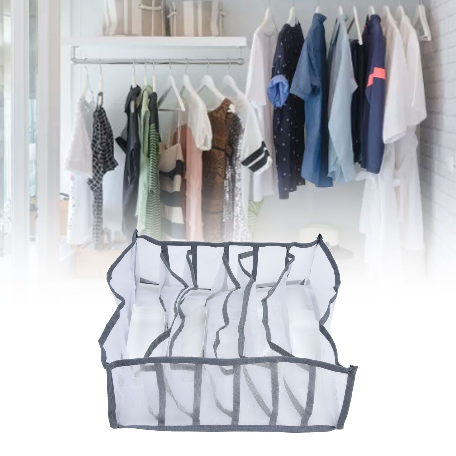 Underwear Organizer Mesh Foldable Breathable Multi Cells Socks Storage Box for Bras Panties6 Cells V1294-YM0523-3117210201811