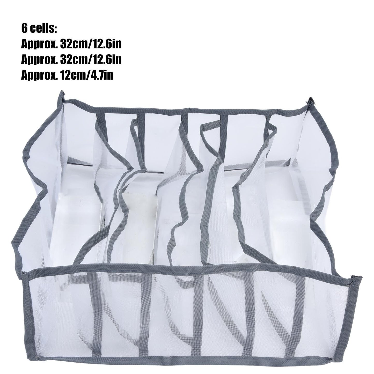 Underwear Organizer Mesh Foldable Breathable Multi Cells Socks Storage Box for Bras Panties6 Cells V1294-YM0523-3117210201811