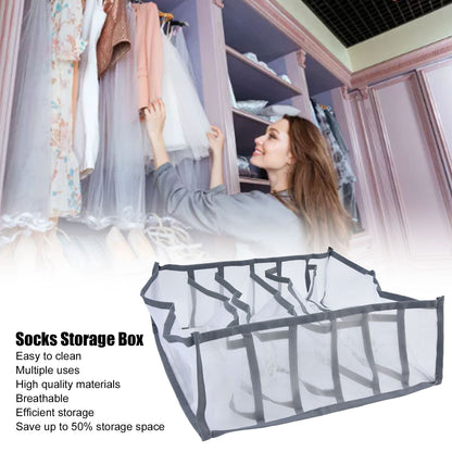 Underwear Organizer Mesh Foldable Breathable Multi Cells Socks Storage Box for Bras Panties6 Cells V1294-YM0523-3117210201811