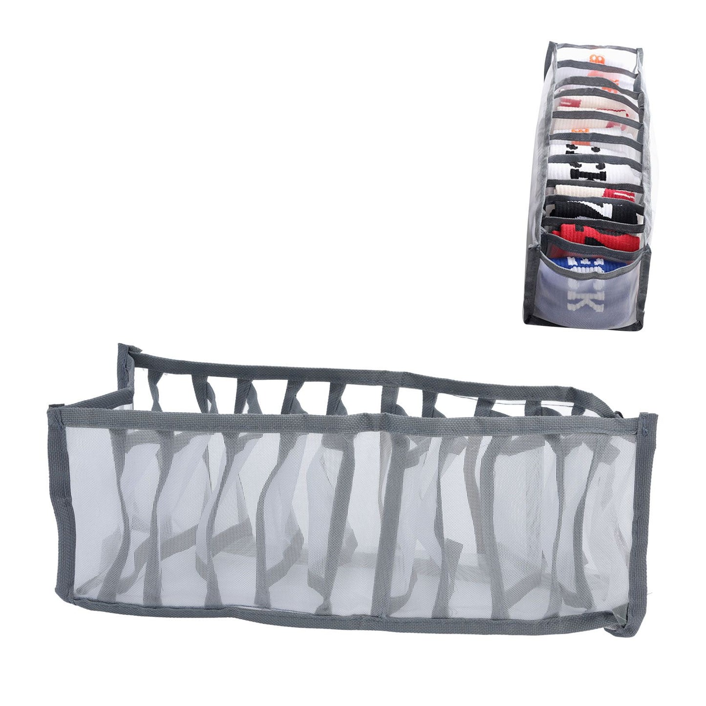 Underwear Organizer Mesh Foldable Breathable Multi Cells Socks Storage Box for Bras Panties11 Cells V1294-YM0523-3117210201812