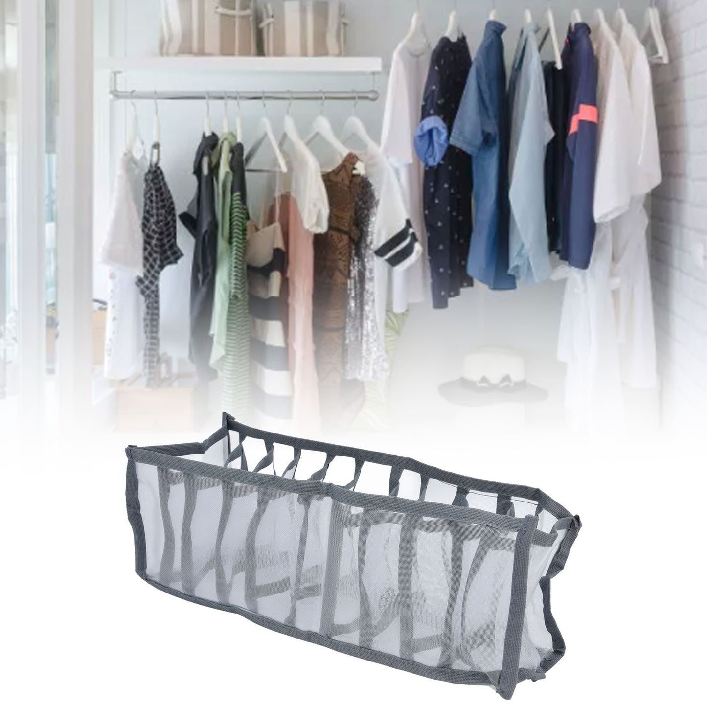 Underwear Organizer Mesh Foldable Breathable Multi Cells Socks Storage Box for Bras Panties11 Cells V1294-YM0523-3117210201812